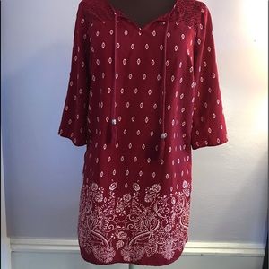 Rue 21 Size M Maroon & White Patterned Dress